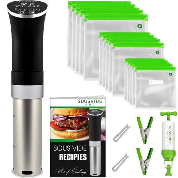 SOUSVIDE ART Cooker Kit - 1000W Sous Vide Immersion Circulator, 15 Vacuum Bag... - Picture 1 of 9